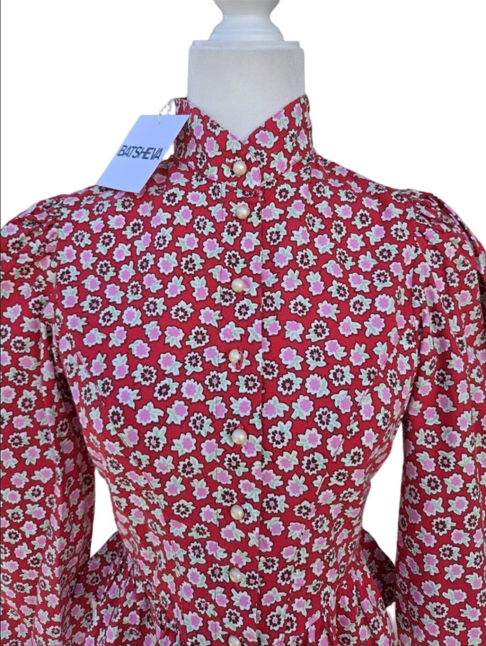 Batsheva Grace Red Floral Button Cotton Blouse Women's 0 NWT New - Picture 15 of 16
